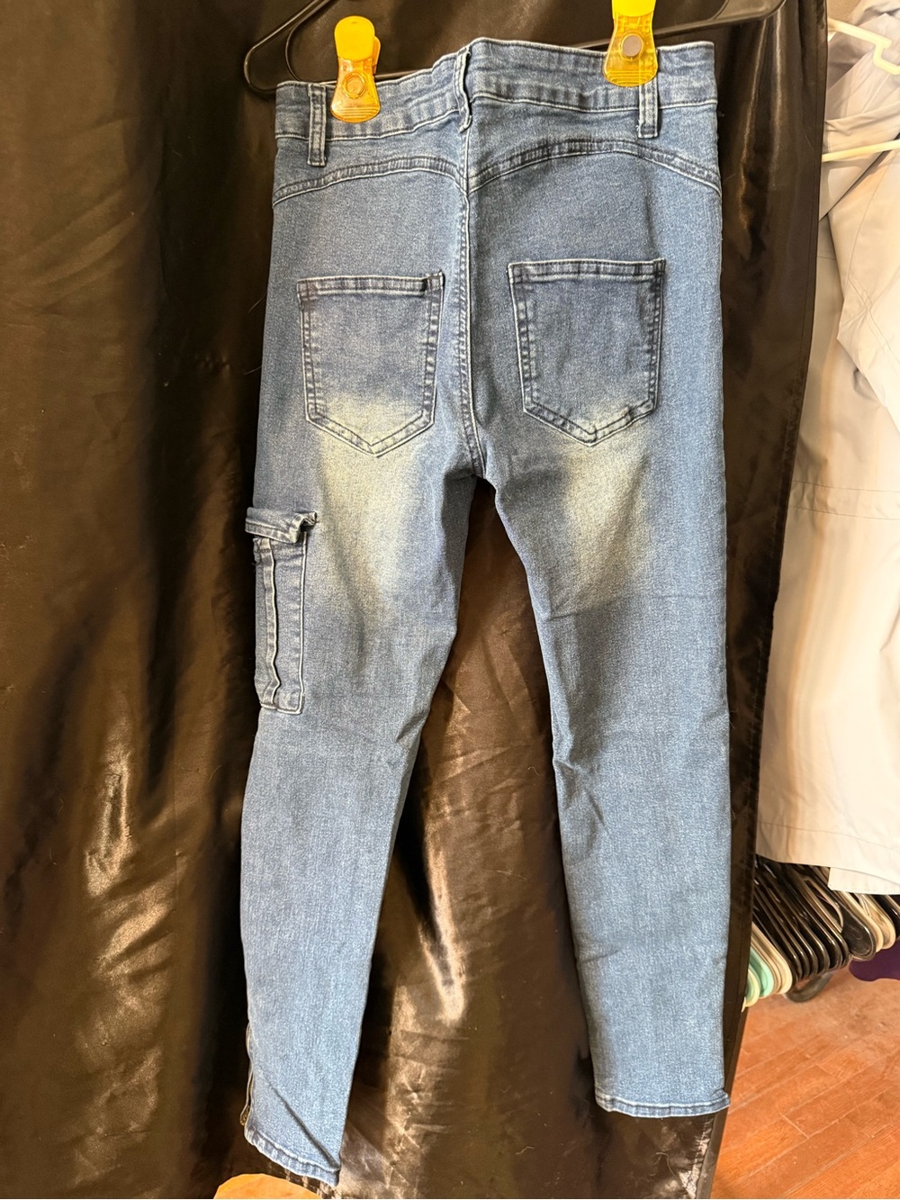 Women’s Blue Denim Slim Cargo Jeans